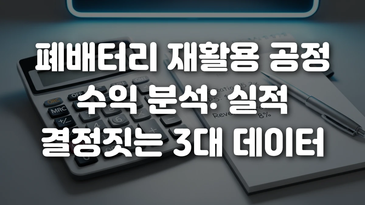 폐배터리 재활용 공정 수익 분석 실적 결정짓는 3대 데이터