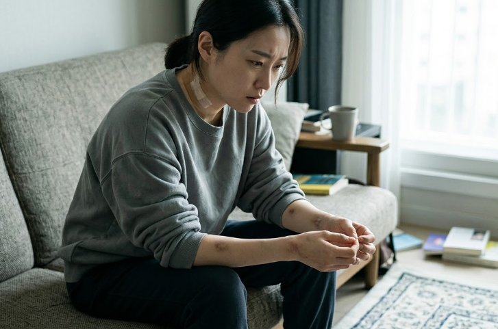 교통사고 이후 몸이 점점 이상함을 느끼는 한국인 사진
