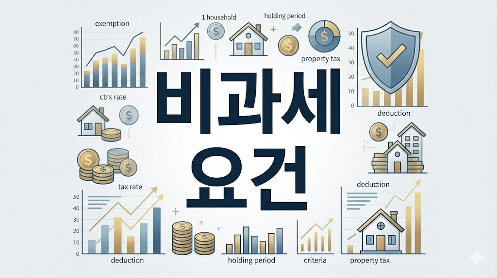 1세대 1주택 비과세 요건과 규정을 설명하는 직관적인 인포그래픽