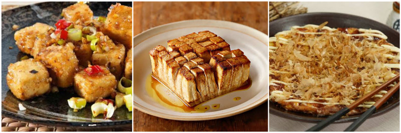 깐풍두부, 통두부구이, 두부 오코노미야끼 사진