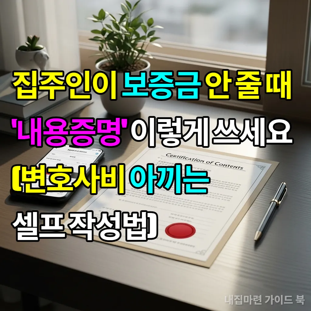 책상 위에 놓인 내용증명 서류와 도장, 스마트폰 녹음 앱이 켜진 화면