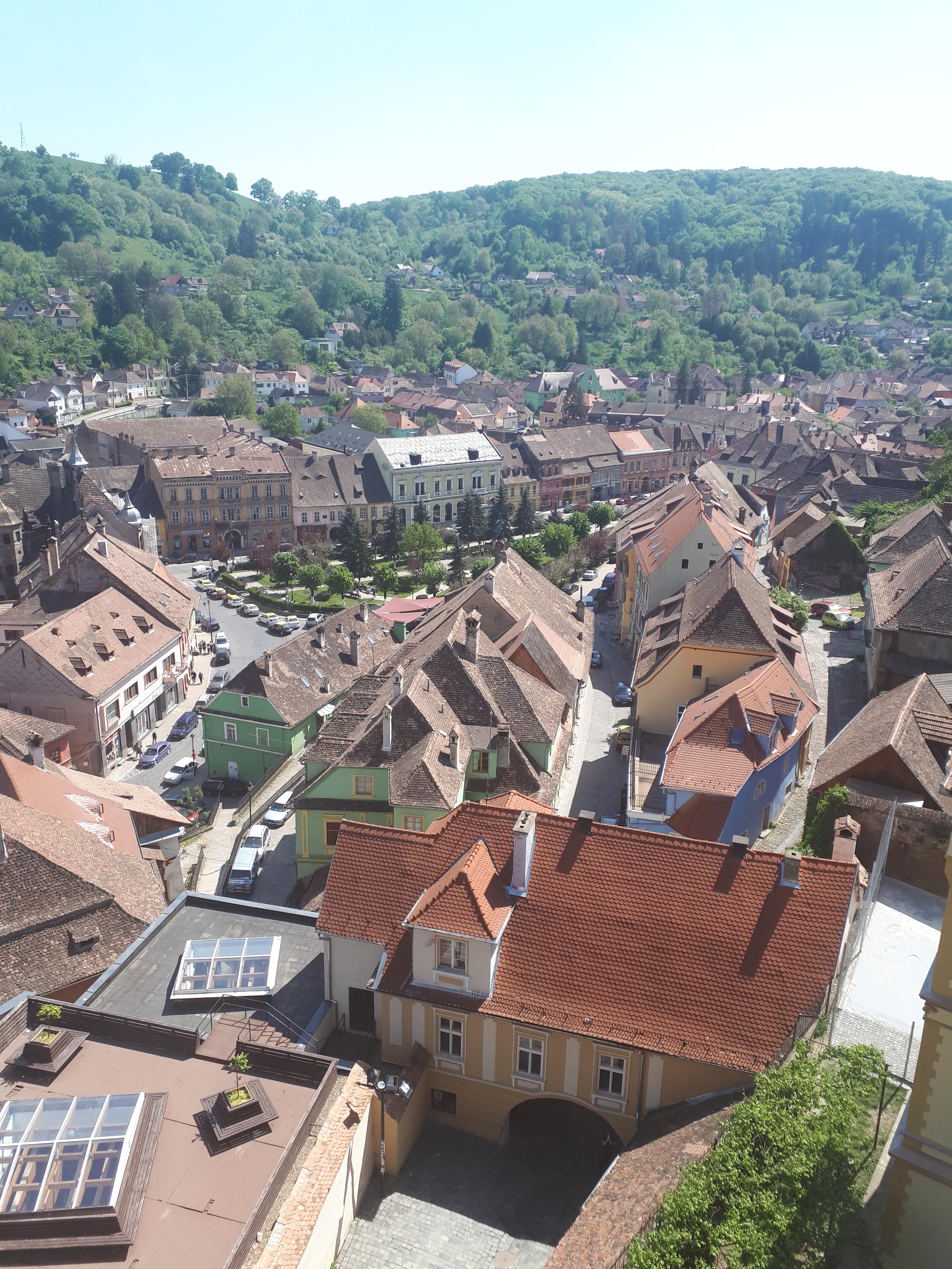 루마니아 시기쇼아라 시계탑에서 바라본 시기쇼아라 세로 샷