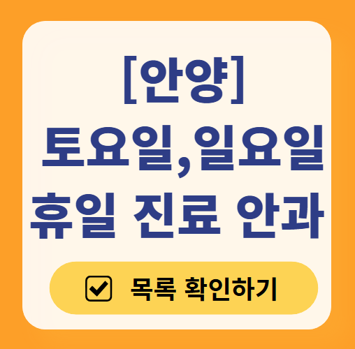 안양 일요일 문 여는 안과 목록 ❘ 토요일, 주말, 공휴일 진료 영업 병원 찾기