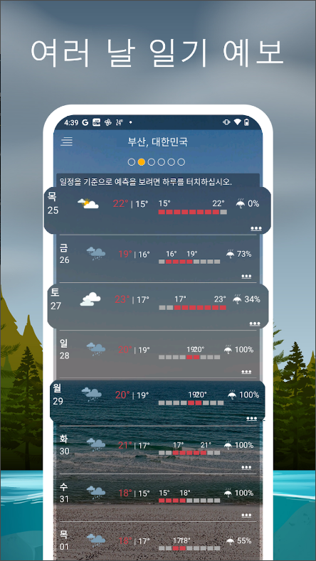 날씨 예보 어플, 시간대별 일기 예보