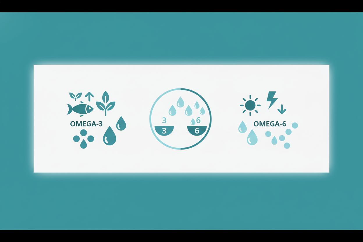 대마종자유 오메가 밸런스 인포그래픽: 오메가3와 오메가6 균형(3:6) 아이콘