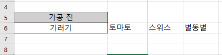 줄바꿈 텍스트가 여러개의 셀로 펼쳐진 모습