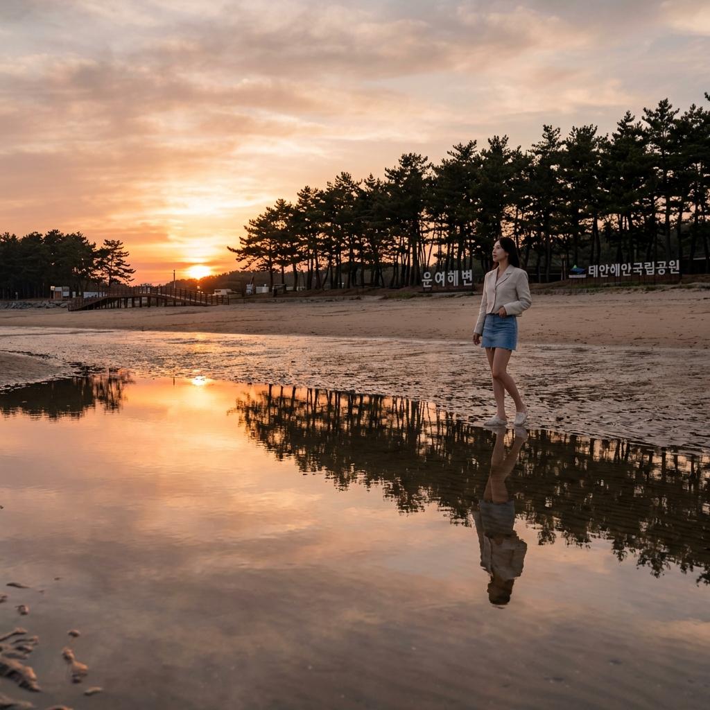 안면도 일몰 명소 운여 해변, 어르신과 즐기는 정적인 휴식