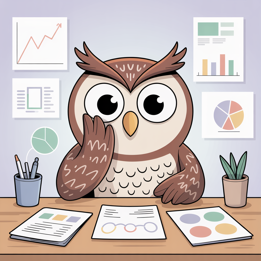 감정을 분석하는 INTP 부엉이 캐릭터