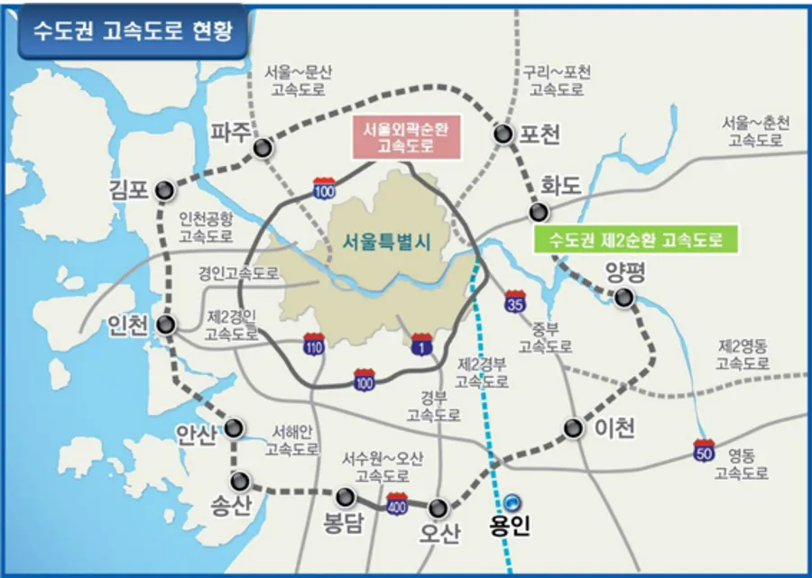 수도권제2순환고속도로 노선도