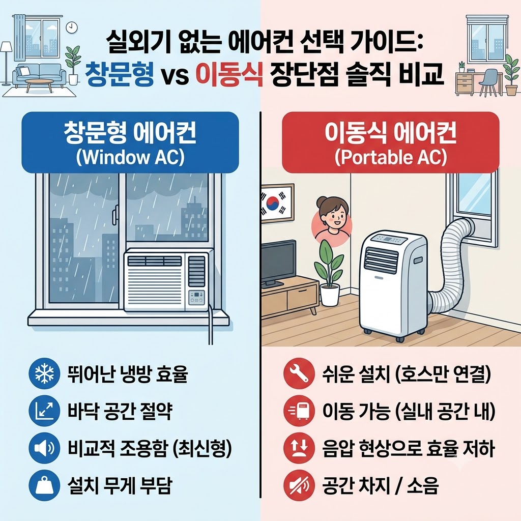 창문형 에어컨 vs 이동식 에어컨