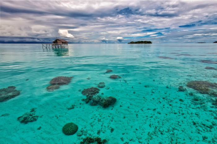 청록색 잔잔한 바다의 모습