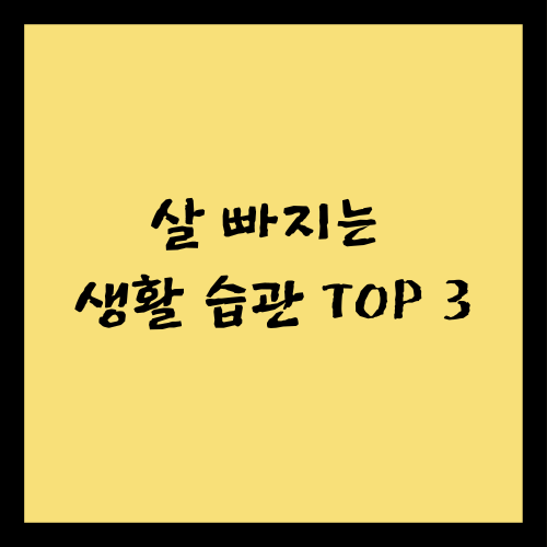 살 빠지는 생활 습관 TOP 3