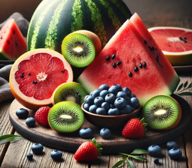수박,키위,블루베리,자몽,딸기사진