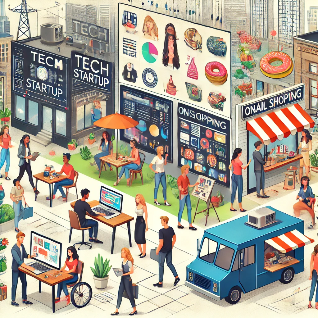 기술 스타트업, 소규모 카페, 온라인 쇼핑몰, 네일아트 샵, 푸드트럭, 웹디자인 등 다양한 분야