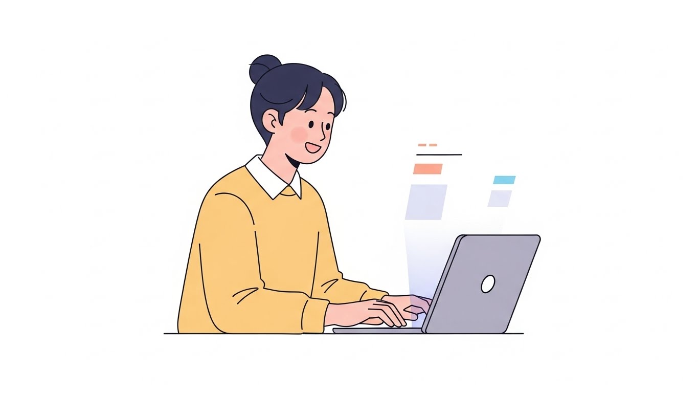 집에서 손부업알바를 준비하는 직장인의 모습, 손부업알바는 초기 비용 부담이 적어 좋습니다.