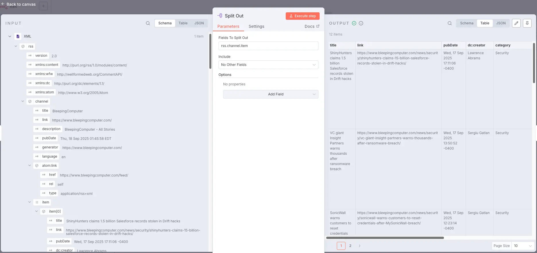 Split Out and Output
