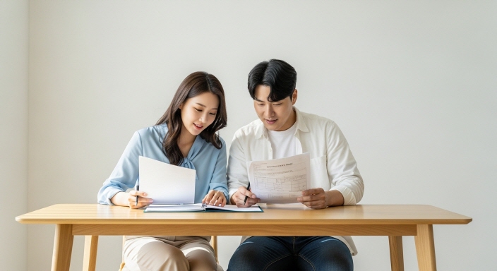 재산세 관련 서류를 꼼꼼히 검토하는 모습
