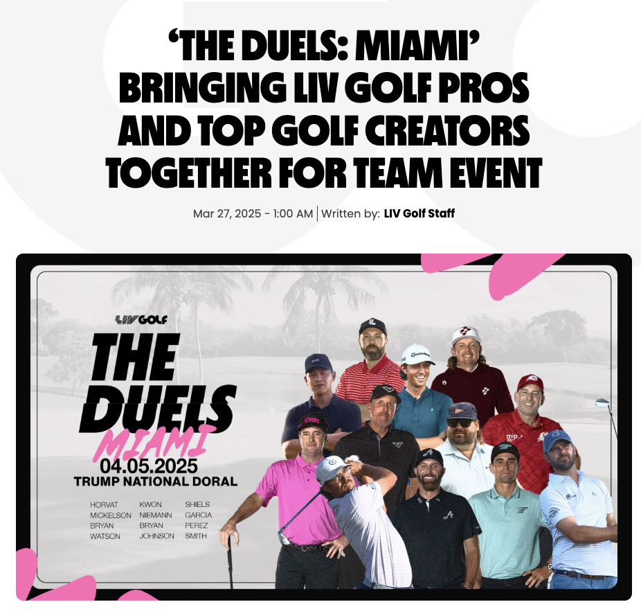 더 듀얼스 : 마이애미(사진출처.LIV골프 홈페이지)