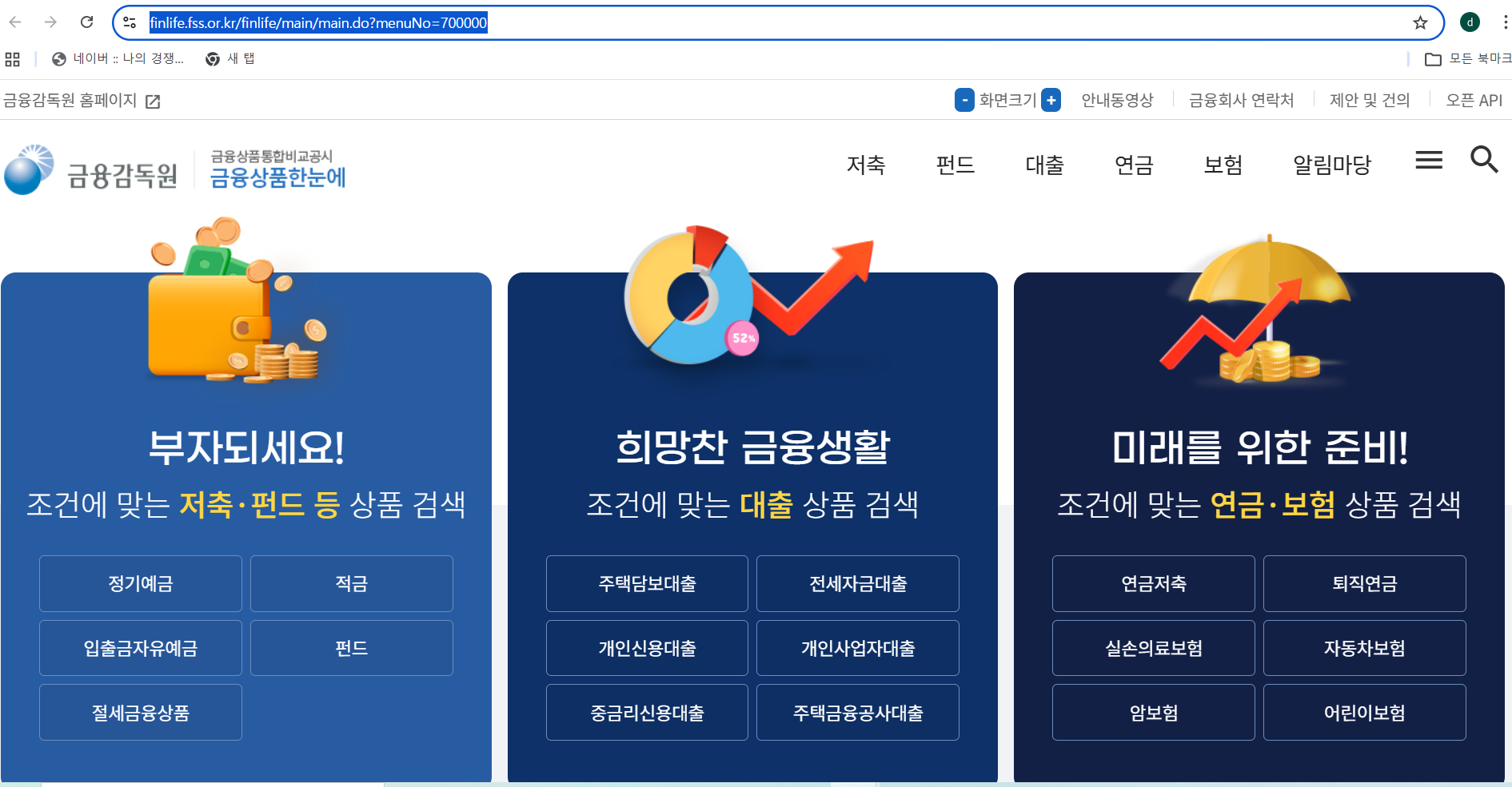 금융상품, 금융상품한눈에, 금융감독원