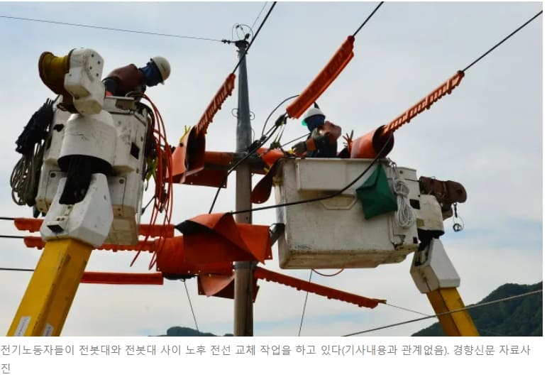 전봇대 전기 작업자, 감전 사고 사망...한전은 뒷북