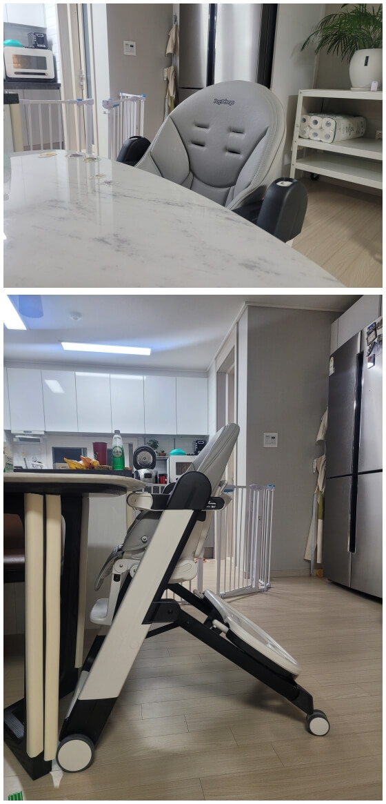 식탁 분리와 스탑앤 고 기능을 활용한 어른식탁에 빼그빼레고 씨에스타 설치한 사진