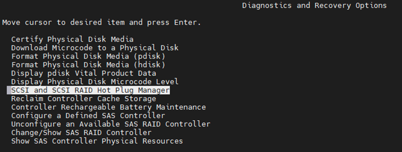 SCSI and SCSI RAID Hot Plaug Manager 선텍 화면