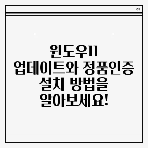 윈도우11 업데이트와 정품인증 설치 방법을 알아보세요!