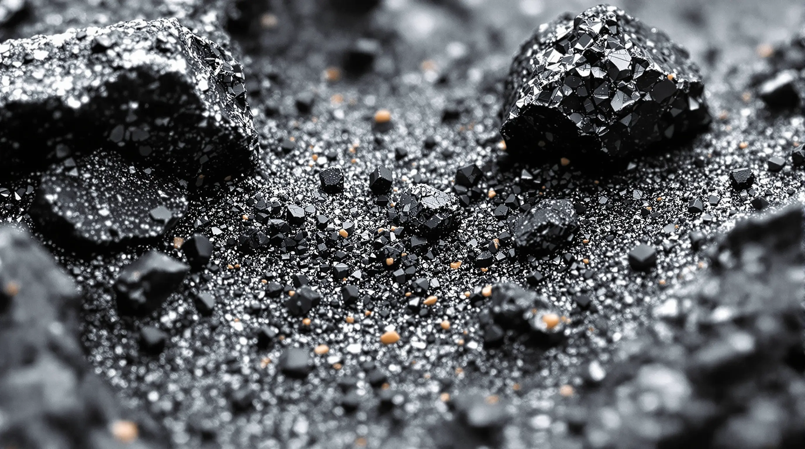 루테늄이 미량 포함된 백금광 잔여물을 현미경 시각으로 표현한 금속 광물 이미지