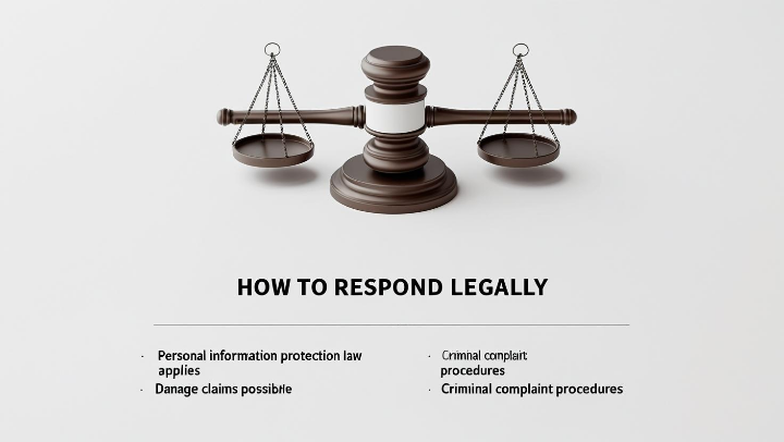 법의 저울과 법적 절차를 상징하는 법적 대응 강조 이미지