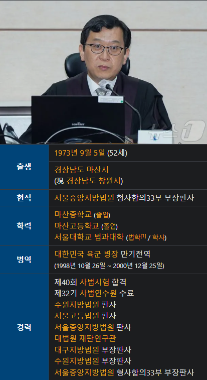 이진관 판사 프로필(출처 네이버)