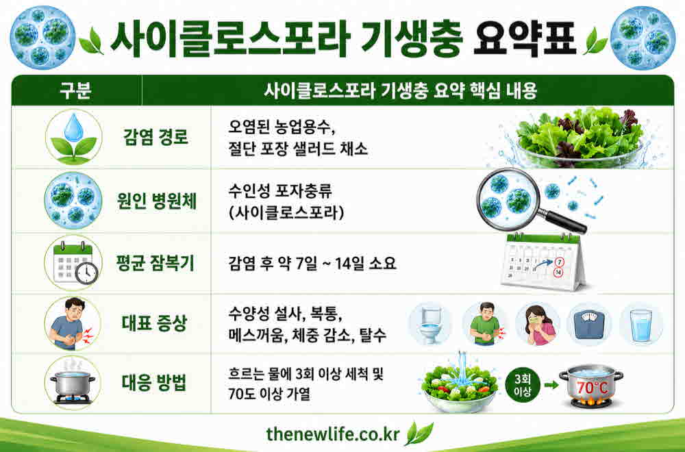 사이클로스포라 기생충 요약표