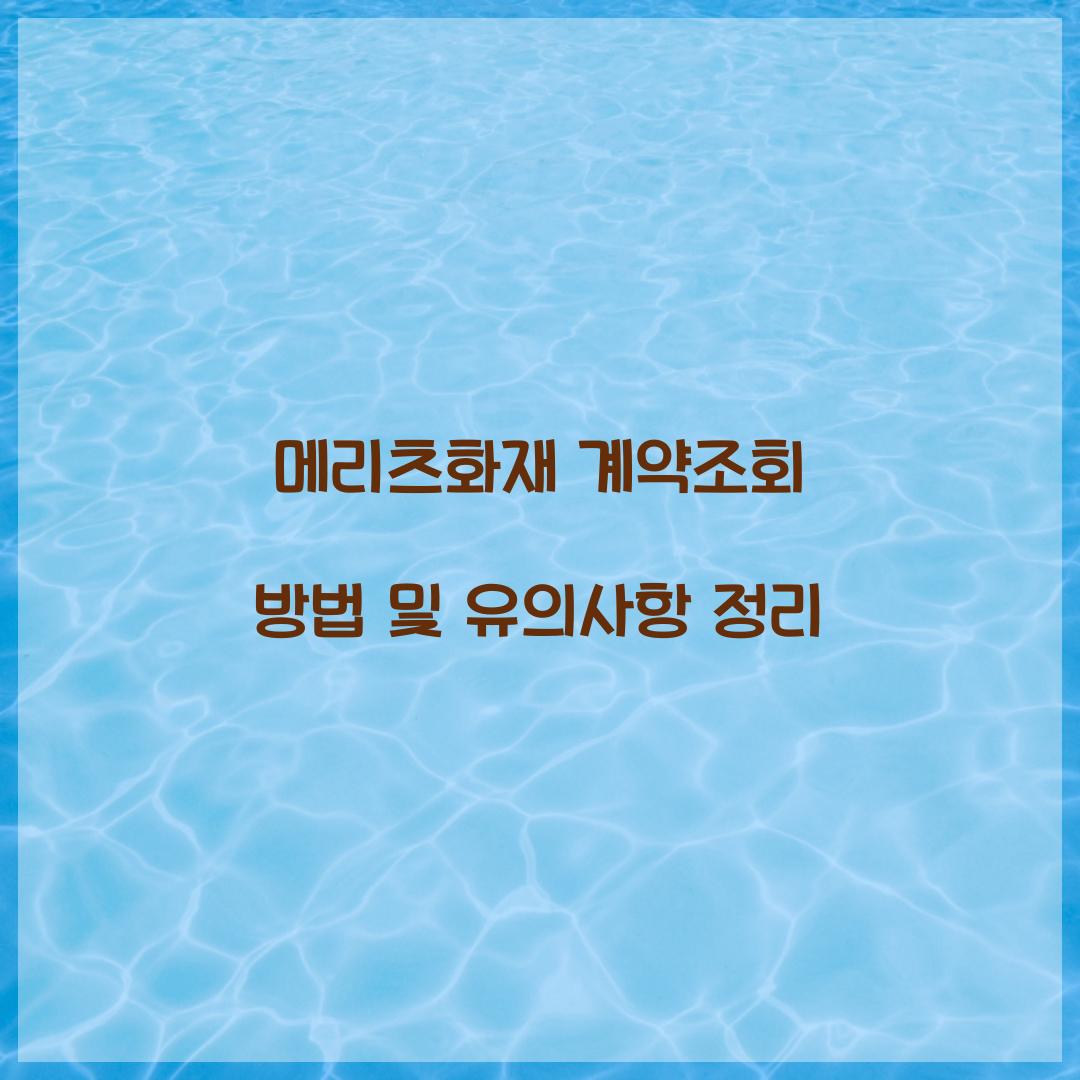 메리츠화재 계약조회