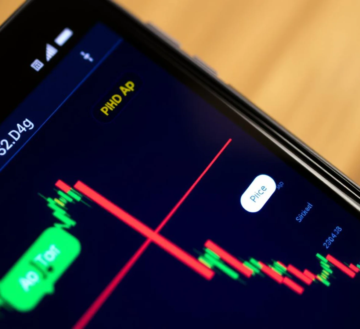 스마트폰에 지정가를 선으로 표현