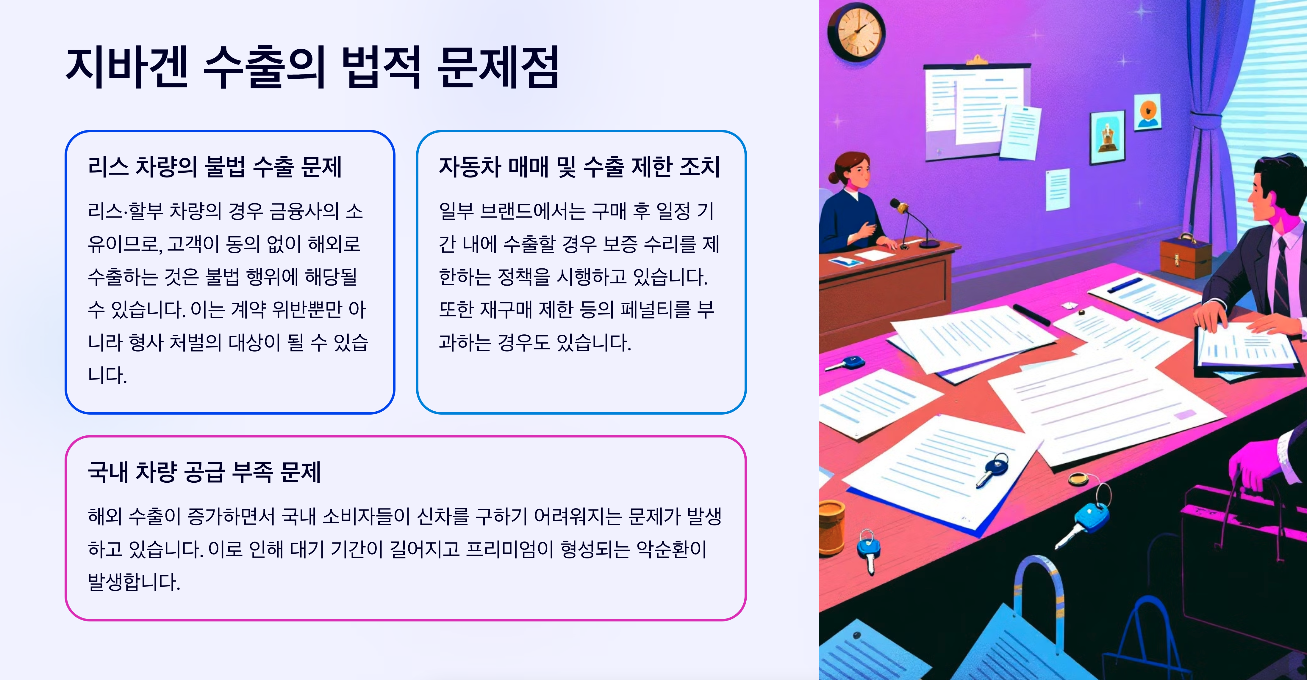 지바겐 수출의 법적 문제점