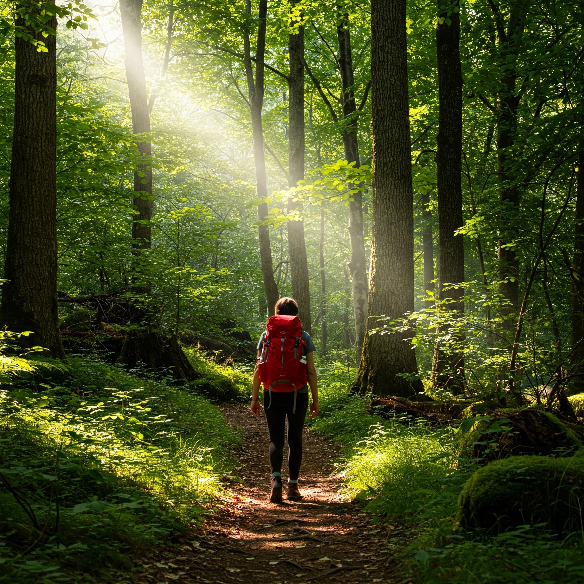 숲 테라피를 즐기는 남성