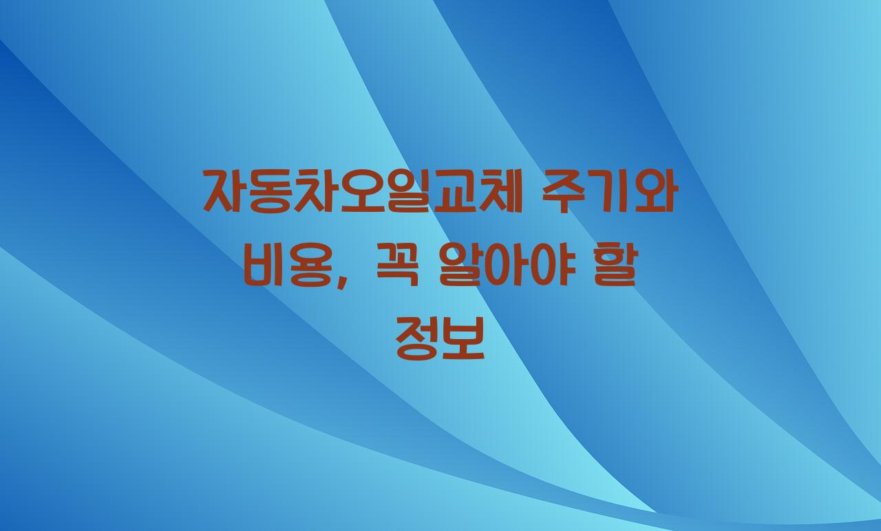 자동차오일교체