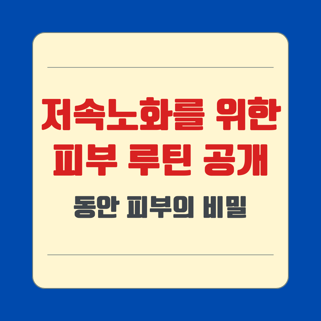 저속노화를 위한 피부 루틴 공개(동안 피부의 비밀)