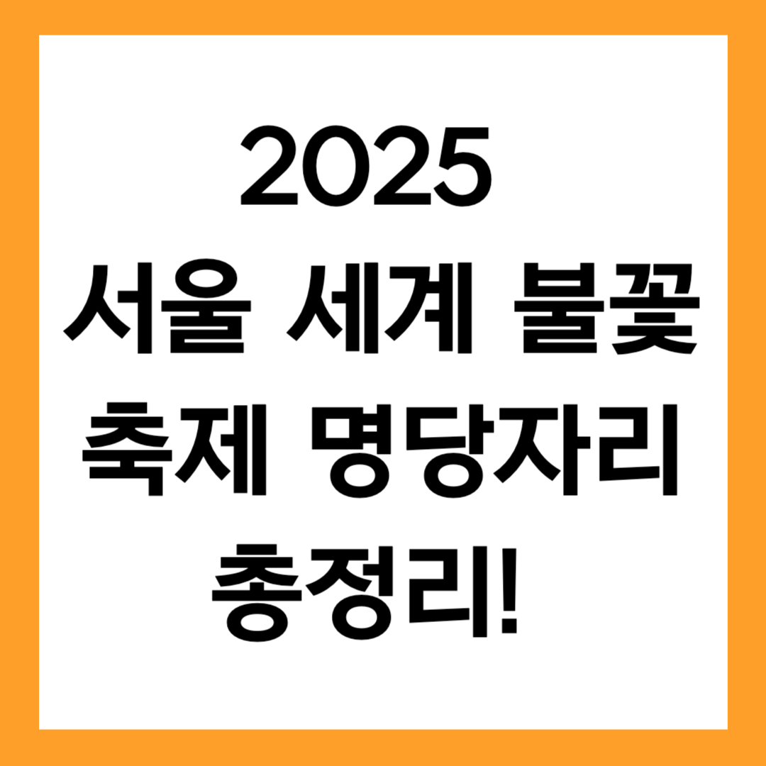 2025 서울 세계 불꽃축제 명당자리 총정리!