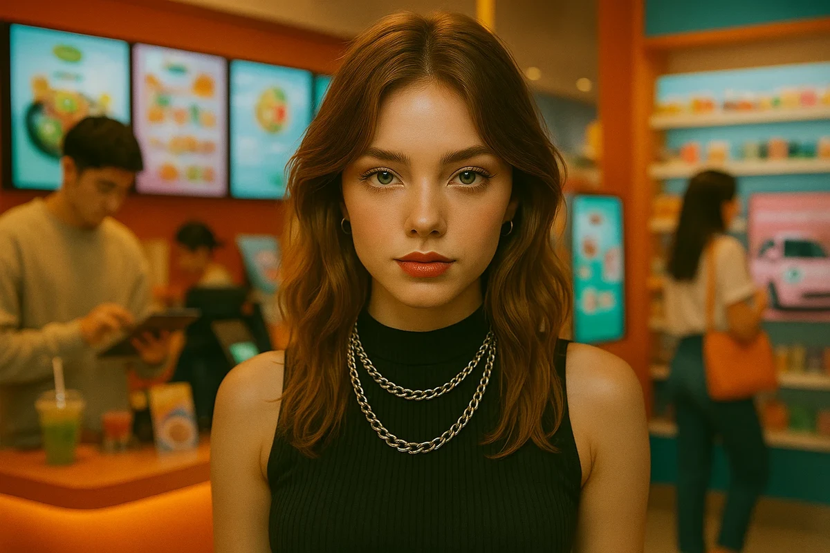 카페에서 자연스럽게 포즈 잡은 여성