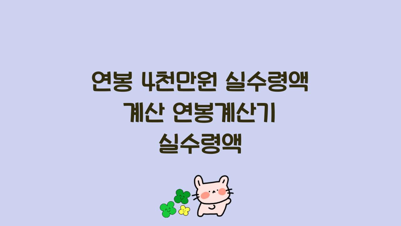 연봉 4천만원 실수령액 계산 연봉계산기 실수령액