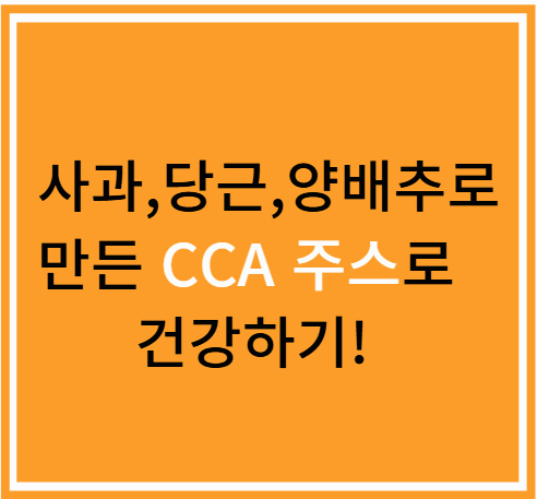 사과, 당근, 양배추로 만든 CCA 주스로 건강하기!