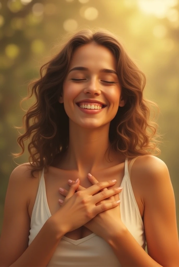 행복하게 웃는 여자 이미지