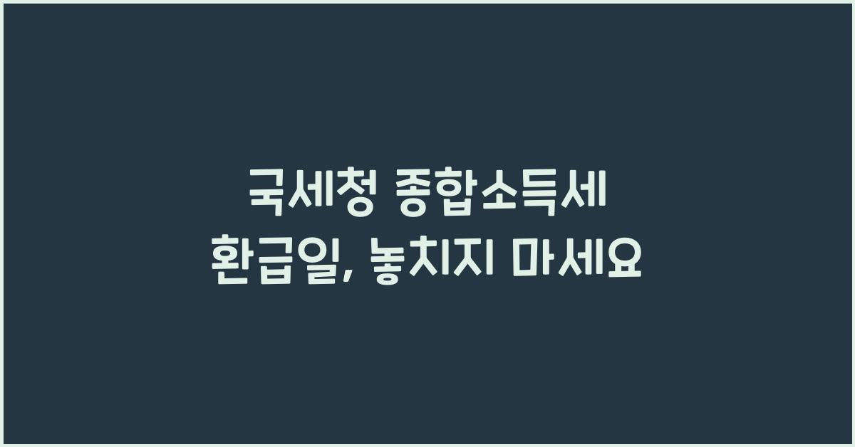 국세청 종합소득세 환급일
