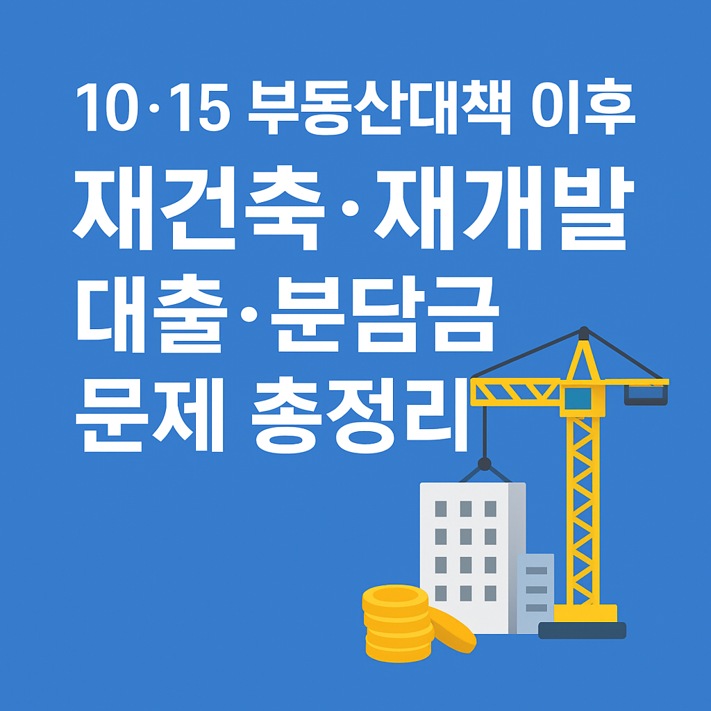 [10&middot;15 부동산대책 후폭풍] 재건축&middot;재개발 분담금 폭증? 지금 알아야 할 대출&middot;규제 변화 총정리 (2025.10.25)