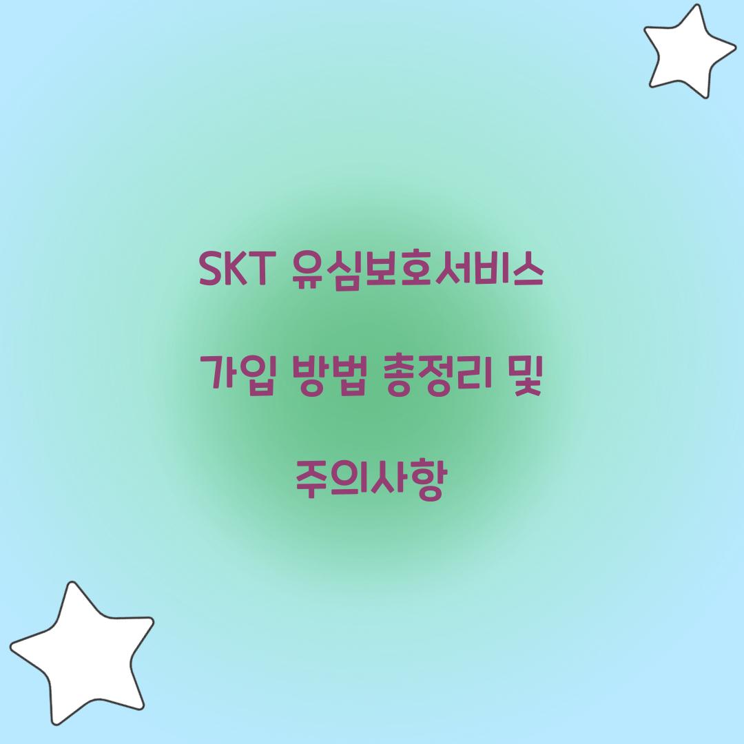 SKT 유심보호서비스 가입 방법 총정리