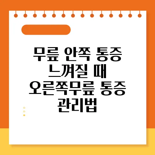 무릎 안쪽 통증 느껴질 때 오른쪽무릎 통증 관리법