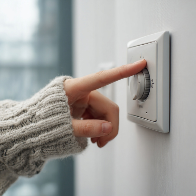 가정집 보일러 타이머 맞추는 모습