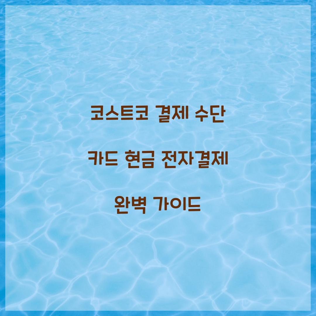 코스트코 결제 수단