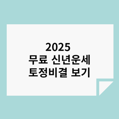 2025년 무료 신년운세 토정비결 보기