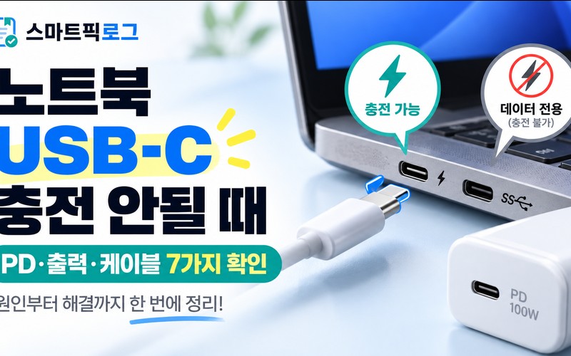 노트북 USB-C 충전 안 될 때 원인별 해결법과 규격 점검 가이드 -
